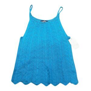 Freshman Blue Crochet Tank Top L Girls